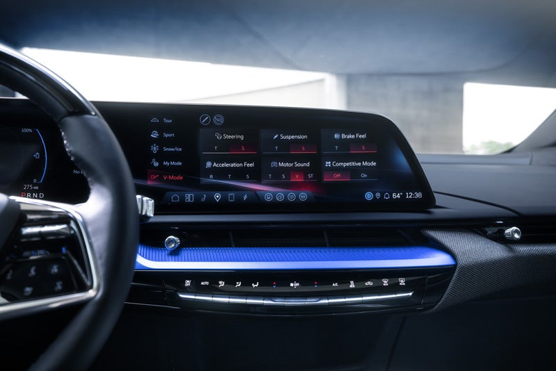 The 2026 OPTIQ-V Display Screen Displaying the V-Mode Settings | Sport Cadillac in Silver Spring MD