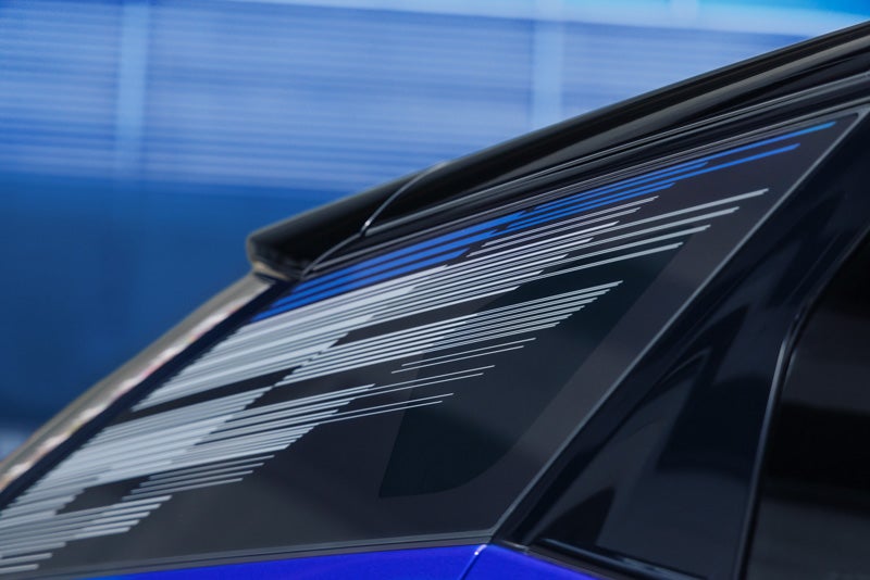 Close-up of the Modern Pattern on the 2026 OPTIQ-V Rear Quarter Glass | Sport Cadillac in Silver Spring MD